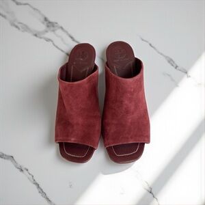 Tory Burch Burgundy Suede Heels